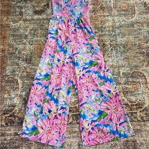 Floral Jumpsuit with Pink and Blue Design